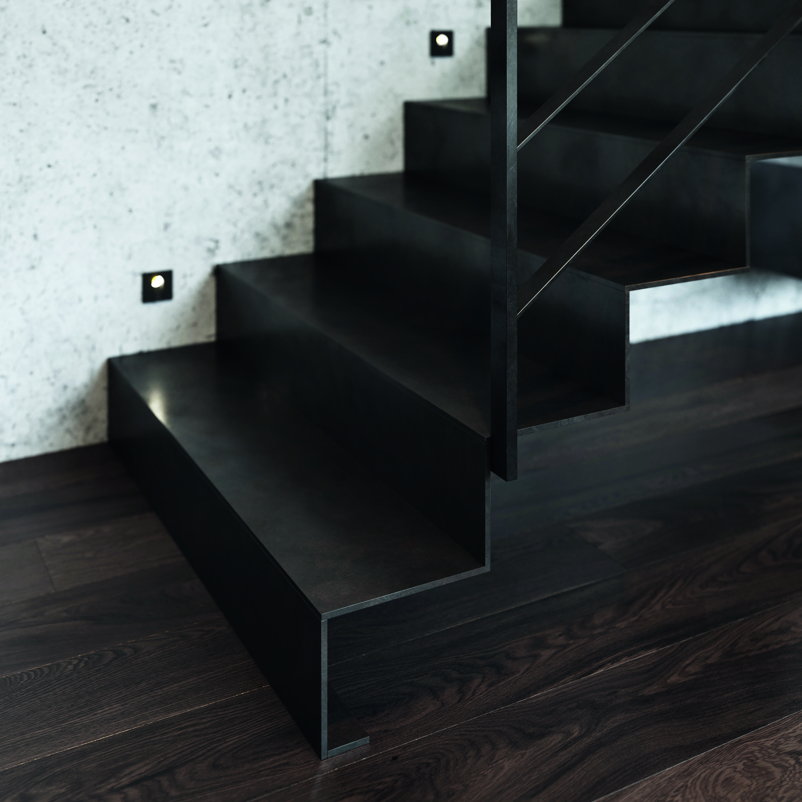 Welded steel indoor stairs