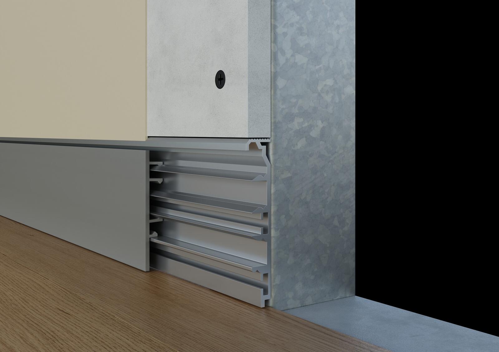 Skirting board with a visible cover profile